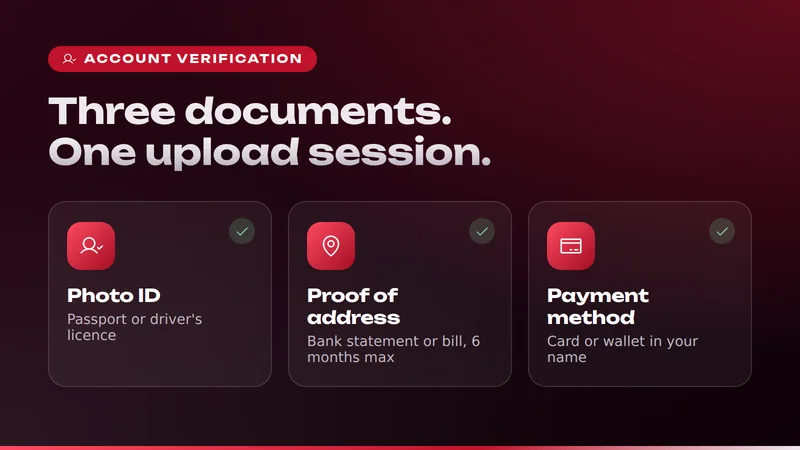 Platinum Play account verification: photo ID, proof of address from the last 6 months and proof of payment method